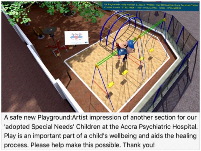 An artist impression of a safe new playground. It is an important part of a child's wellbeing and aids the healing process.