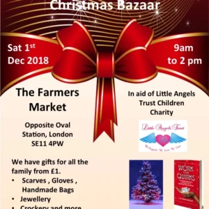 Flyer of Christmas Bazaar fundraising event in aid of Little Angels Trust Children Charity.
